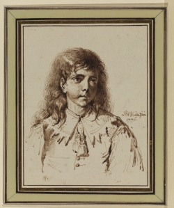 Bust Portrait of A Boy in Van Dyck Dress, 1776, Pen and Ink on Paper, 19.7 x 15.2, Courtauld Institute, by Pierre Alexandre Wille